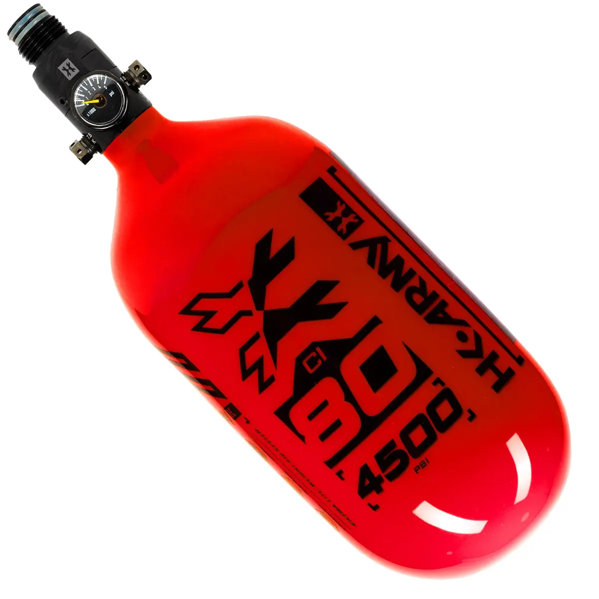 Hk Army "Extra Lite" Carbon Fiber Tank - Standard Reg - Rush - 80/4500 Psi - Red/Black 1