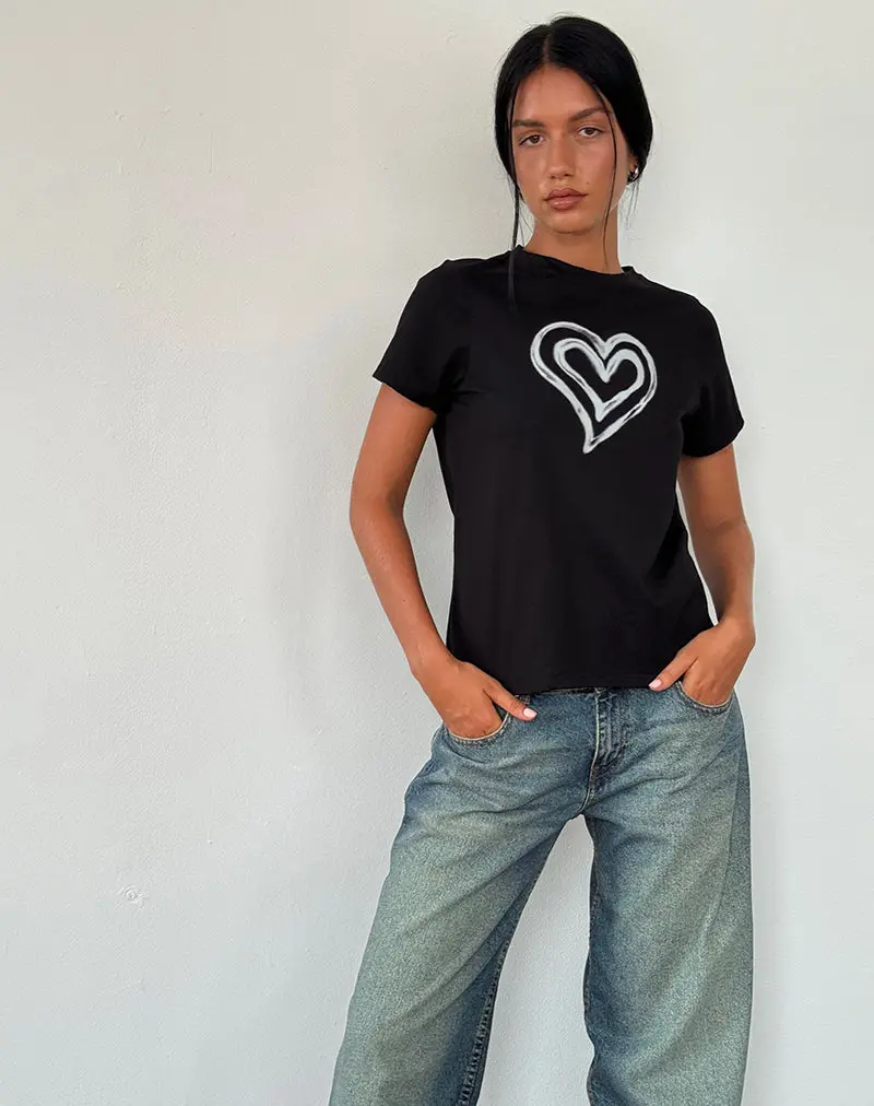 Saki Tee In Black With Love Tie Dye 1