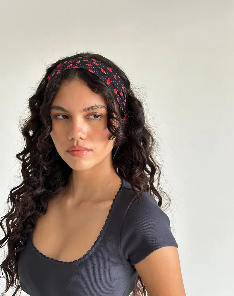 Sala Headband In Strawberry Polka Black 1