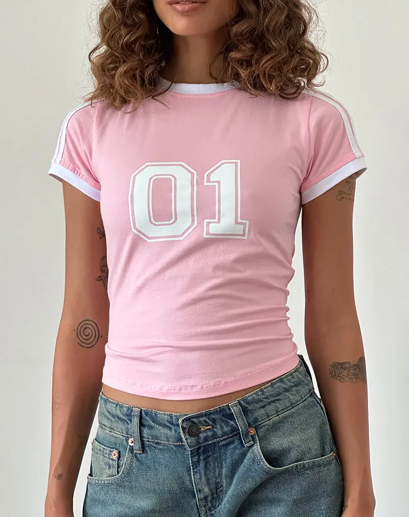 Salda Sporty Tee In Ballet Pink With White Binding 1