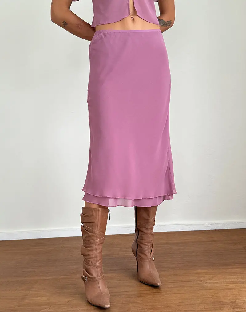 Suharni Midi Skirt In Chiffon Mauve 1
