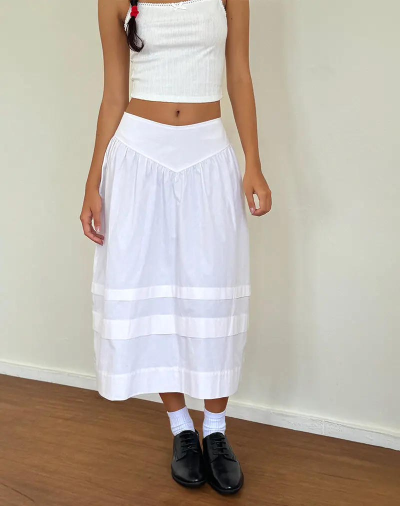 Sarayu Midi Skirt In Poplin White 1