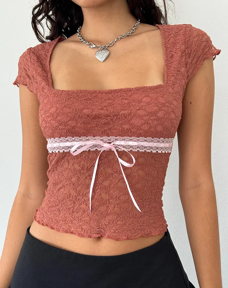 Sherine Lace Top In Withered Rose 1
