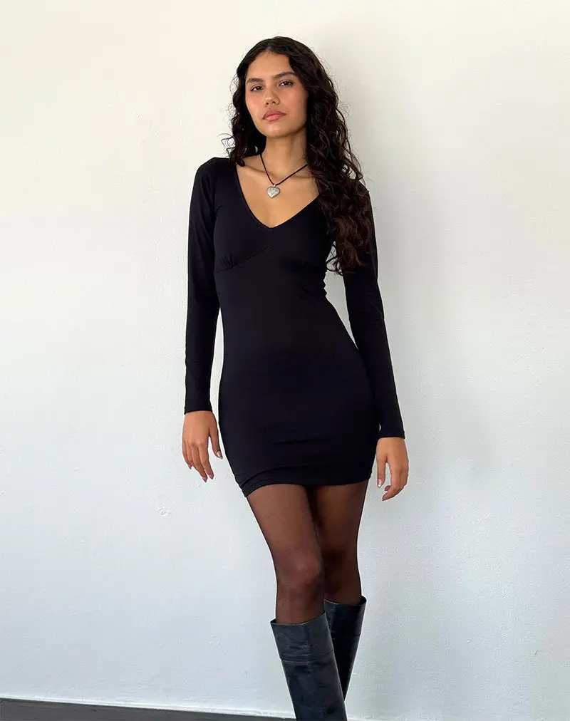 Silsali Lycra Mini Dress In Black 1