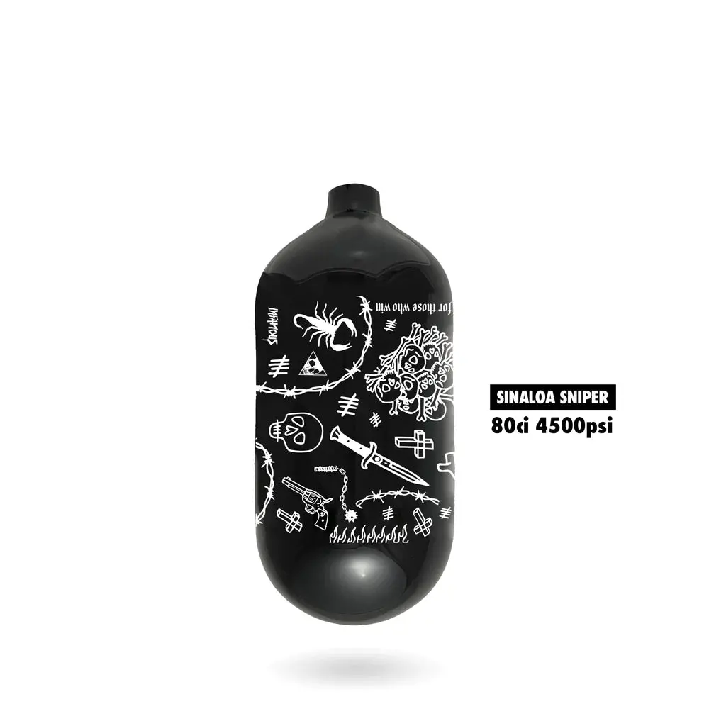 Infamous Sinaloa Sniper Skeleton Air  Hyperlight Paintball Tank - Black (Bottle Only)  80Ci / 4500Psi 1