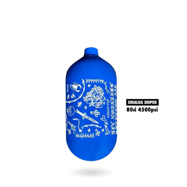 Infamous Sinaloa Sniper Skeleton Air  Hyperlight Paintball Tank - Blue (Bottle Only)  80Ci / 4500Psi 1