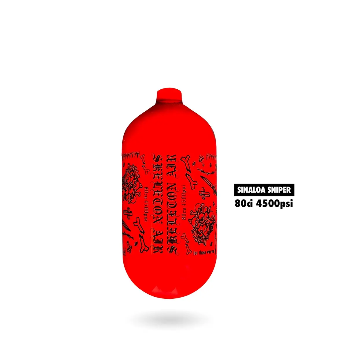 Infamous Sinaloa Sniper Skeleton Air  Hyperlight Paintball Tank - Red (Bottle Only)  80Ci / 4500Psi 1