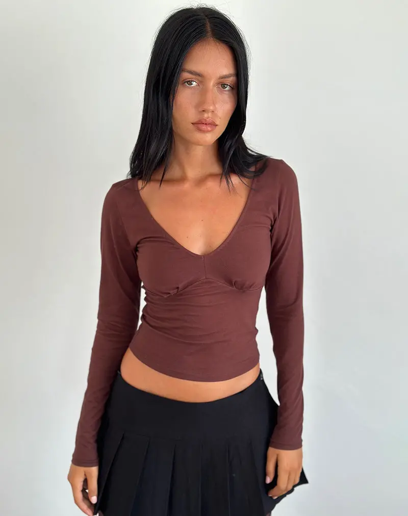 Sisil Long Sleeve Top In Bitter Chocolate 1