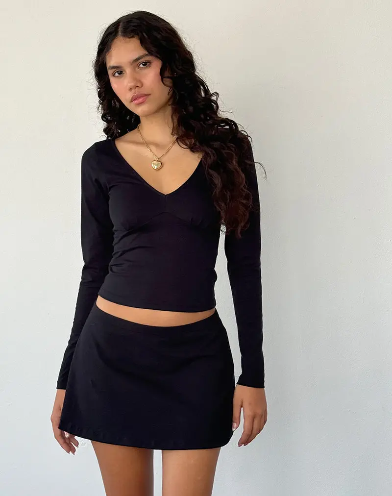 Sisil Long Sleeve Top In Black 1