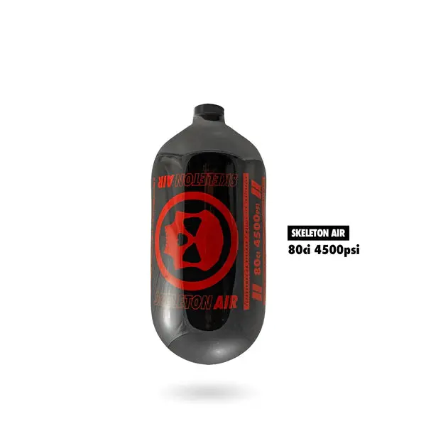 Infamous Skeleton Air "Hyperlight" Paintball Tank Bottle Only - Black / Red - 80/4500 Psi 1