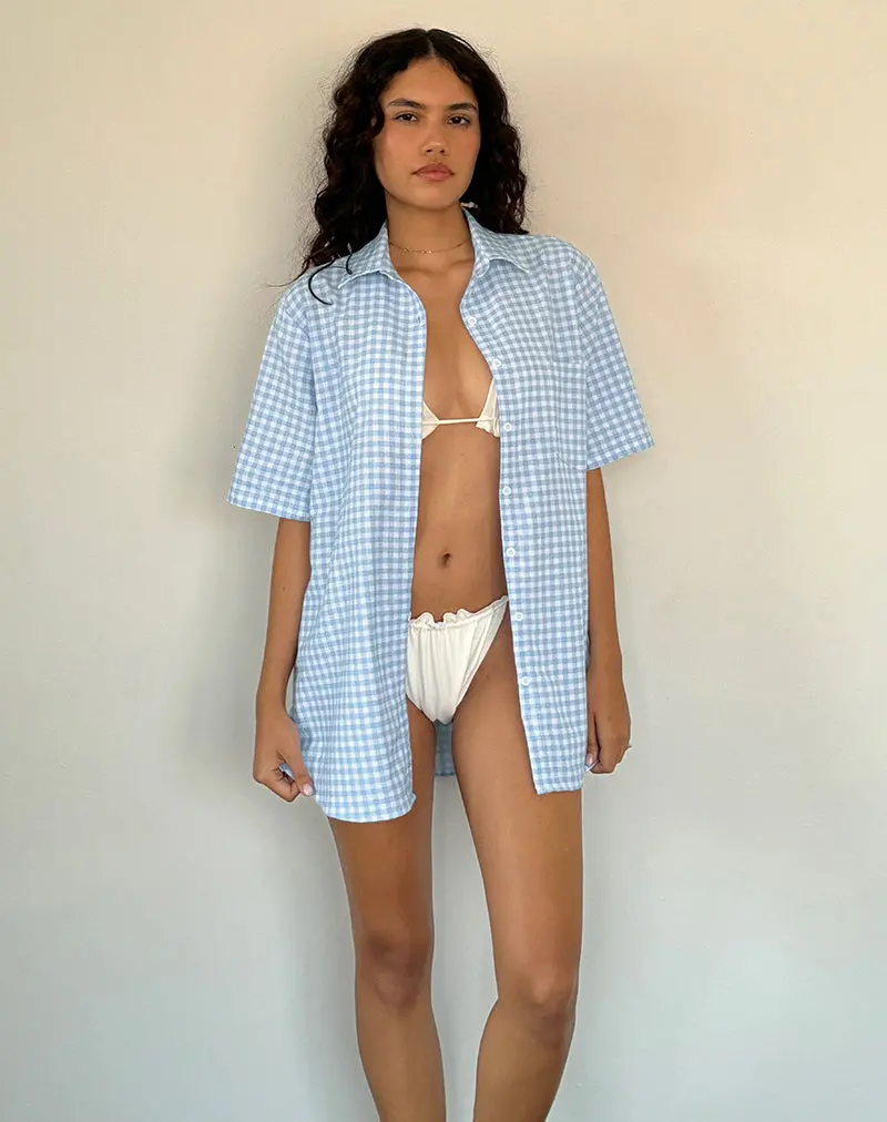 Smith Oversized Shirt In Blue Gingham 1