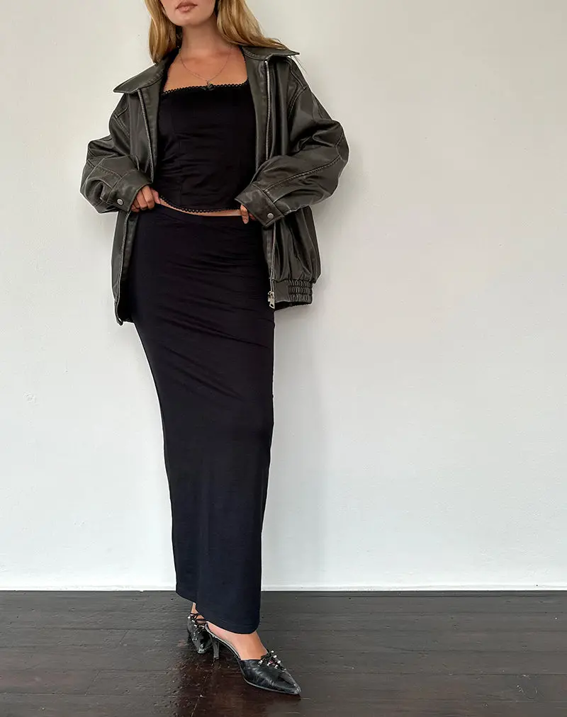 Sunadia V Maxi Skirt In Black Lycra 1