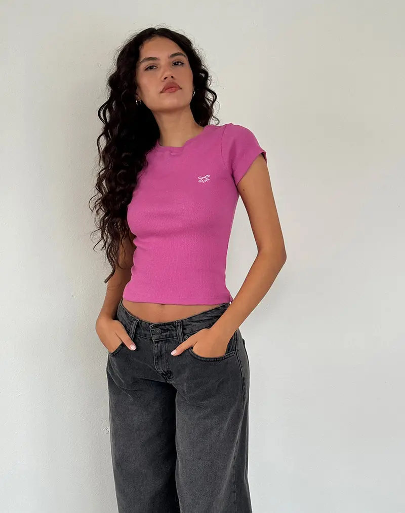 Suti Tee In Cashmere Pink With Light Pink Bow M Embroidery 1
