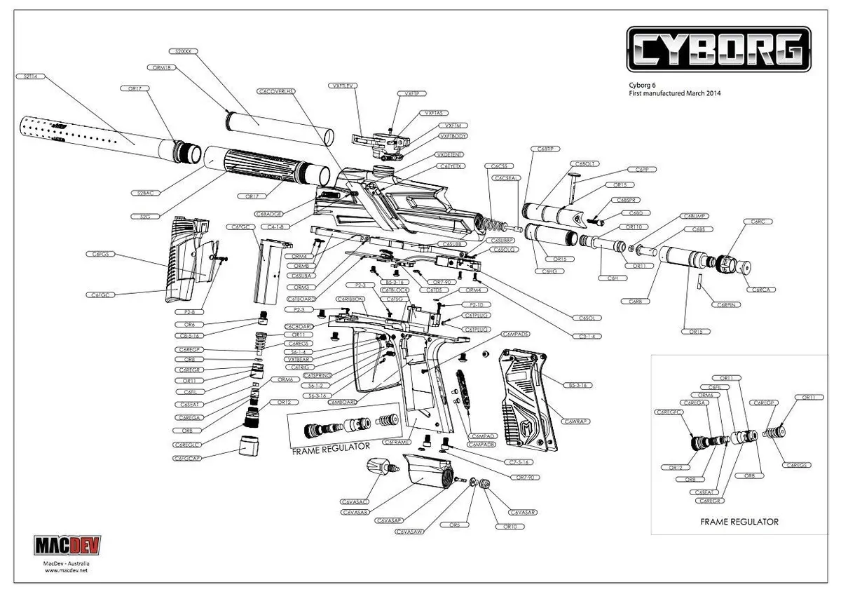 Macdev Cyborg 6 Complete Replacement Part List. Pick The Part You Need! 1