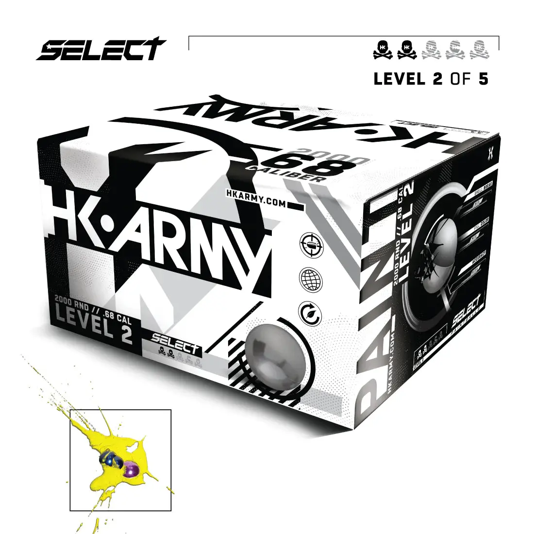 Hk Army Select Paintballs - Level 2 - Purple Shell / Yellow Fill 1