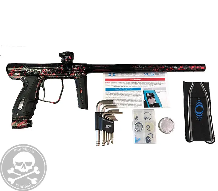 Shocker Xls Paintball Gun - Punishers Paintball Tri Color Splash - Black/Red/Silver 1