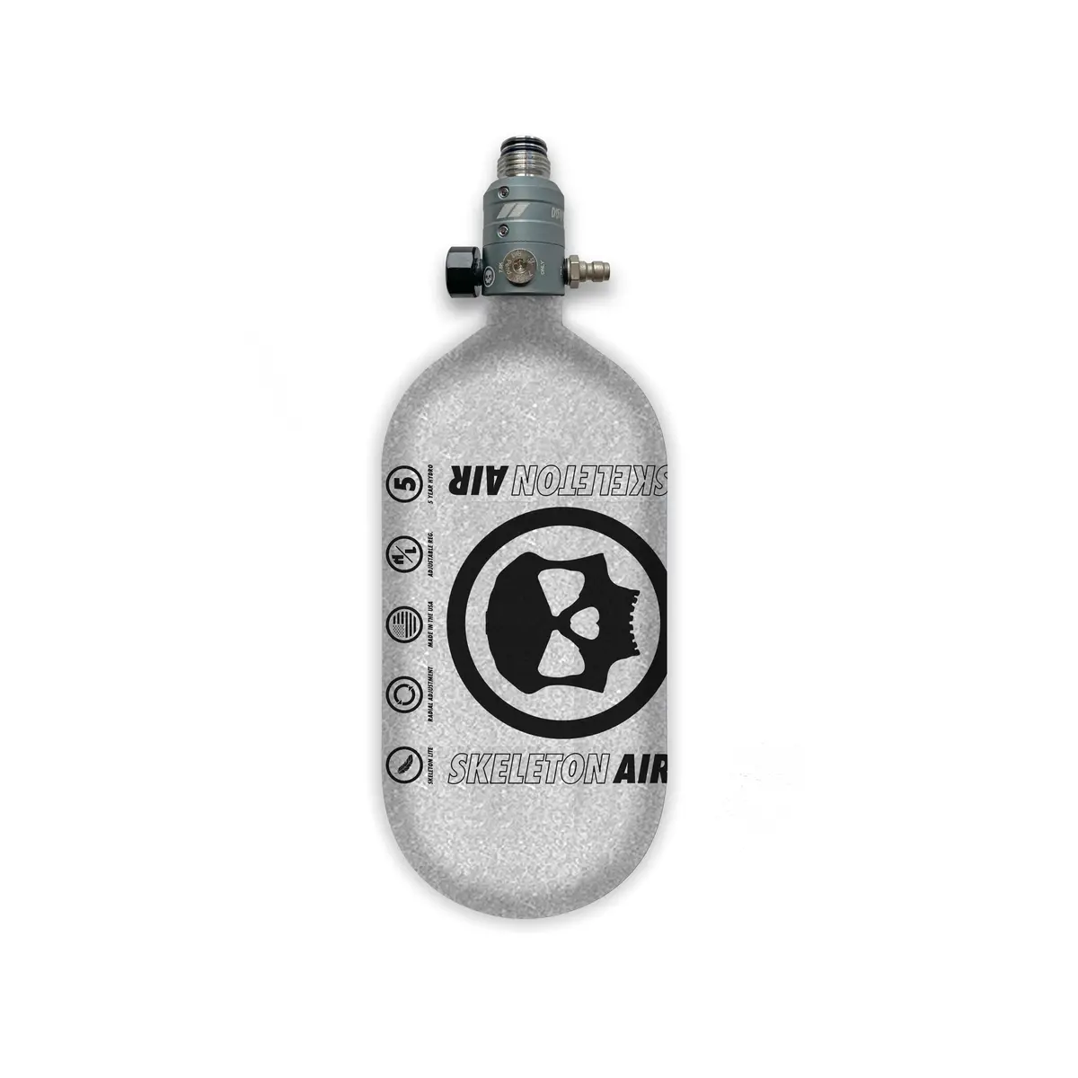 Infamous Skeleton Air "Hyperlight" Paintball Tank -Bottle Only-- Silver / Black - 80/4500 Psi 1