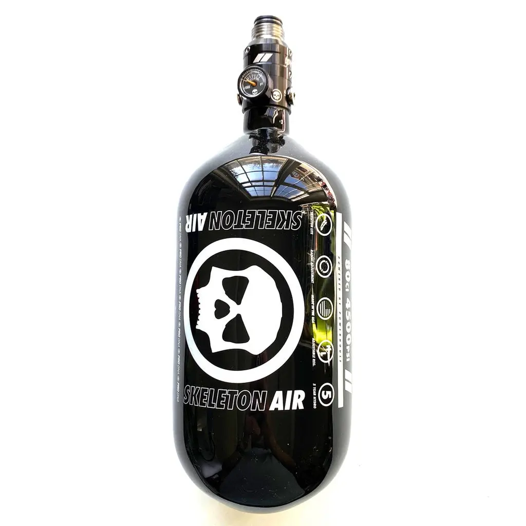 Infamous Skeleton Air "Hyperlight" Paintball Tank W/ Haymaker 500 Reg - Black - 80/4500 Psi 1