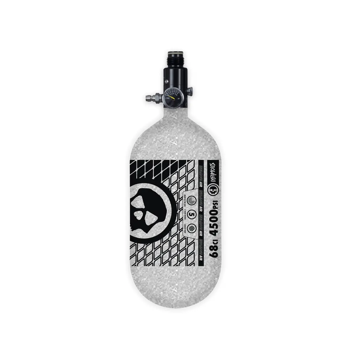 Infamous Air Tank W/ Standard Reg - Air Pattern - 68Ci / 4500Psi - Silver/Black 1