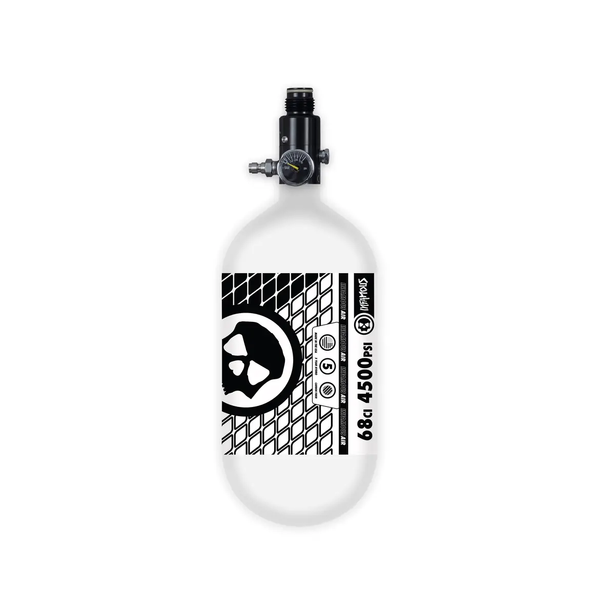 Infamous Air Tank W/ Standard Reg - Air Pattern - 68Ci / 4500Psi - White/Black 1