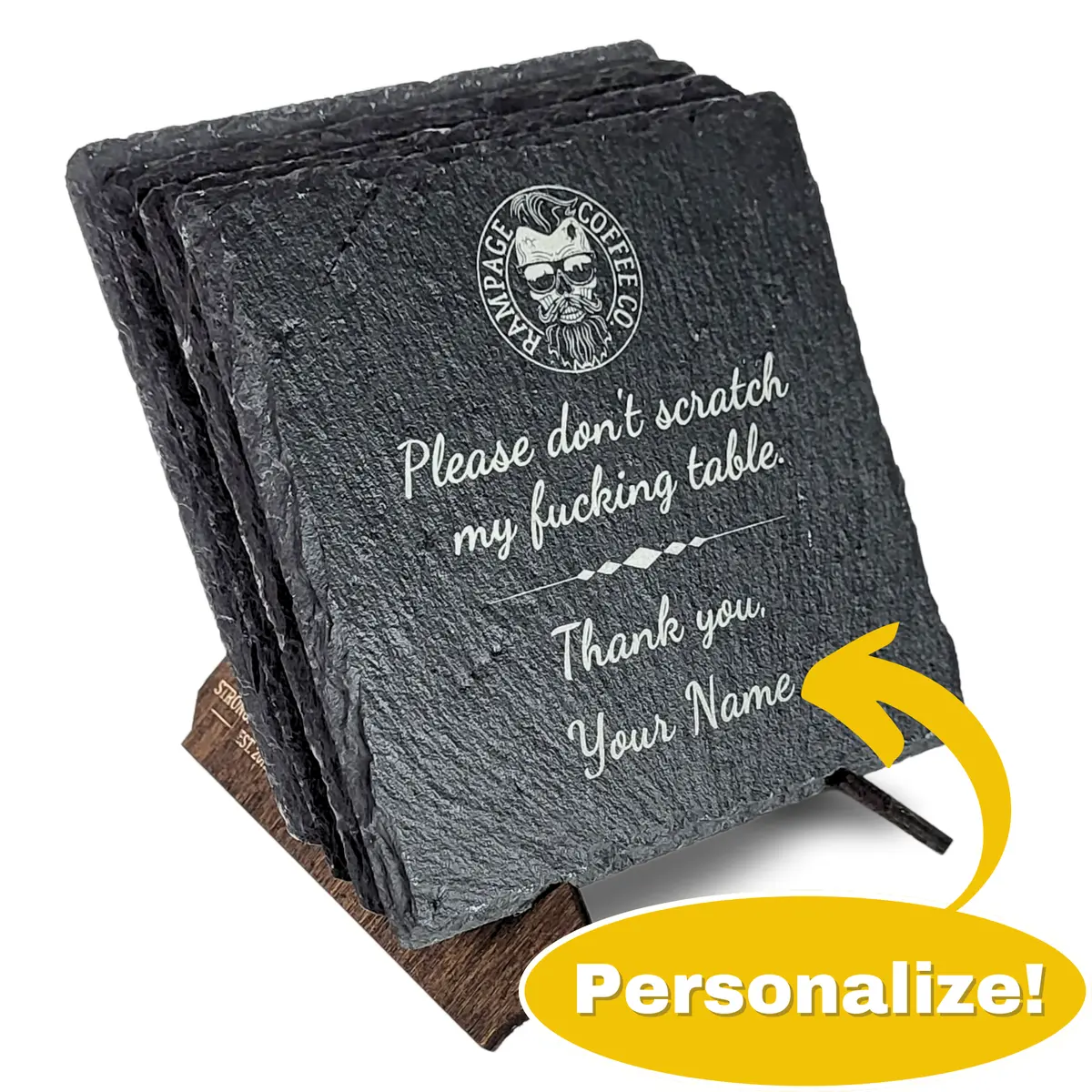 Personalized Slate Stone Coaster Set | Rampage Coffee Co. 1