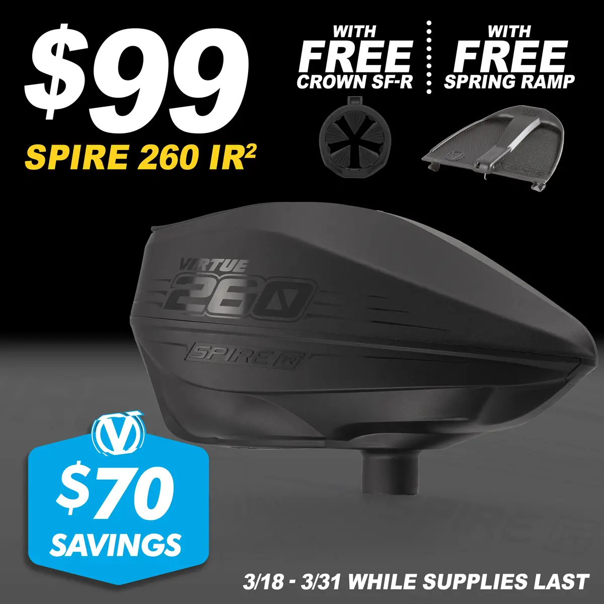 Virtue Spire Ir2 Paintball Loader Bundle Sale - Black 260 1