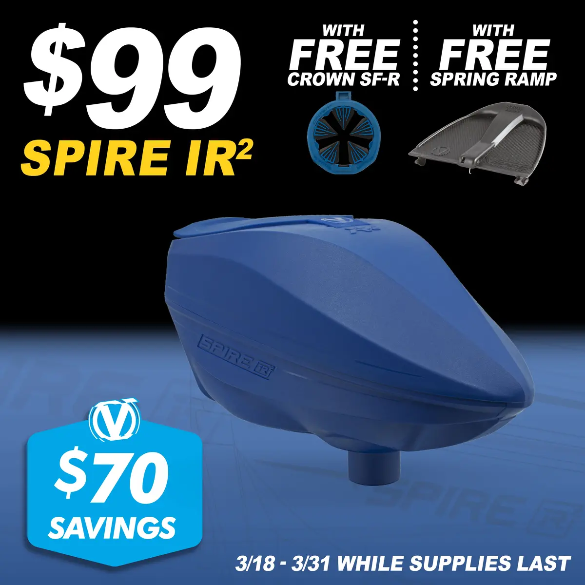 Virtue Spire Ir2 Paintball Loader Bundle Sale - Blue 1