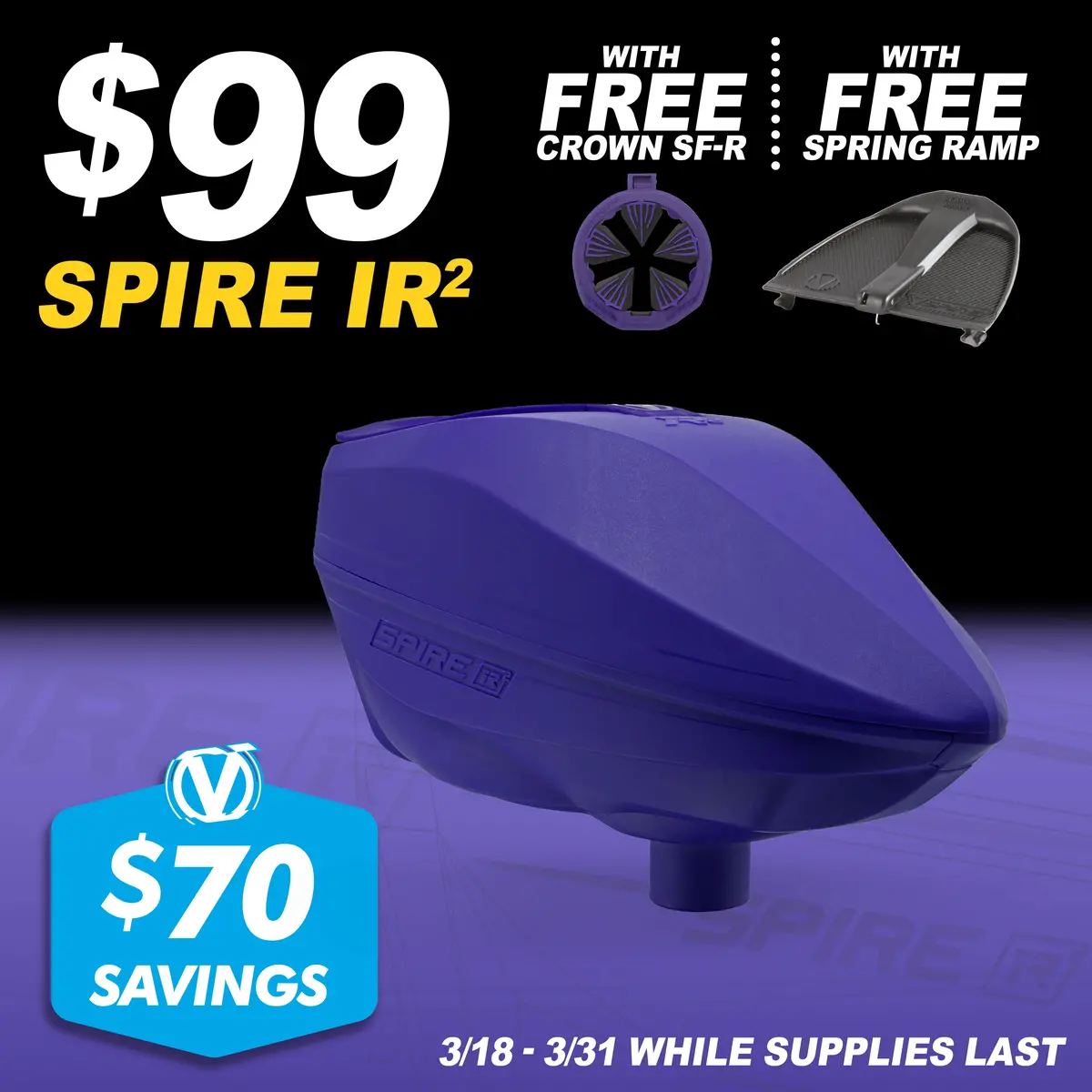 Virtue Spire Ir2 Paintball Loader Bundle Sale - Purple 1
