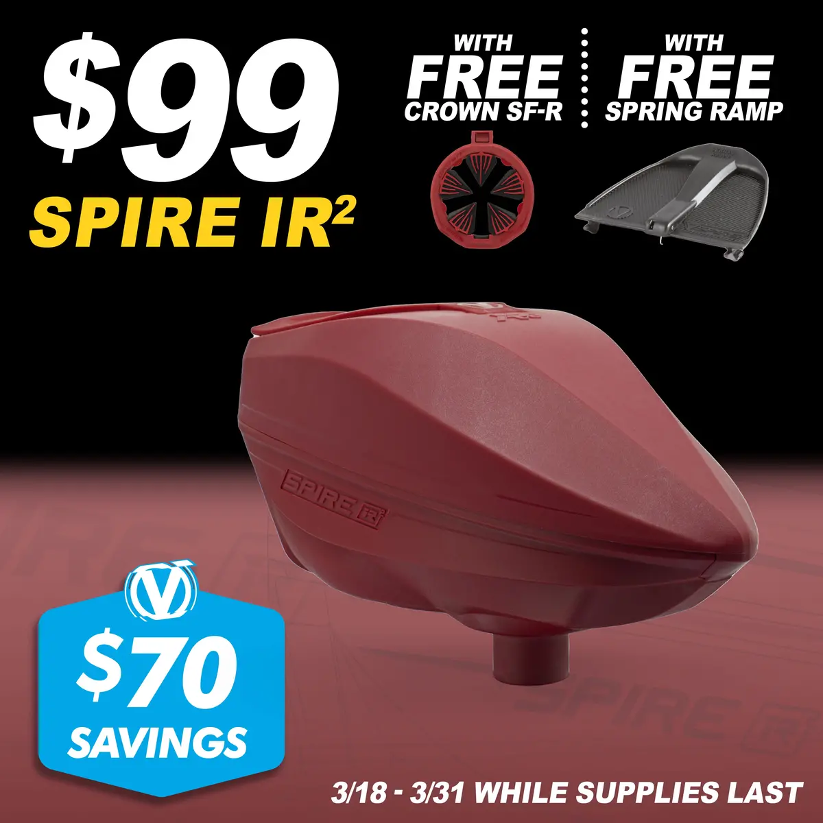 Virtue Spire Ir2 Paintball Loader Bundle Sale - Red 1