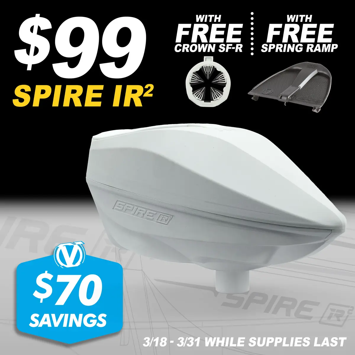 Virtue Spire Ir2 Paintball Loader Bundle Sale - White 1