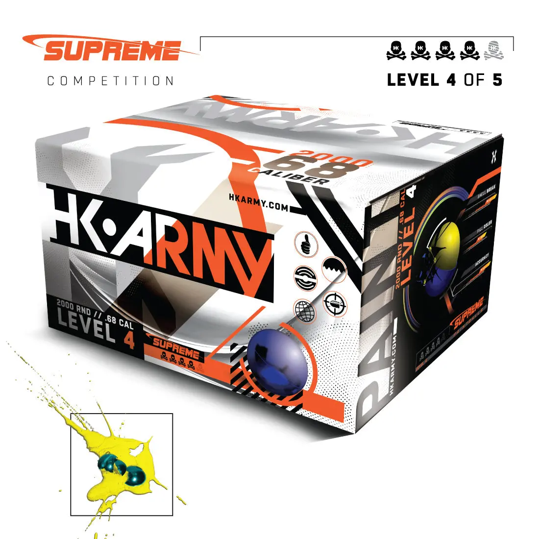 Hk Army Supreme Paintballs - Level 4 - Blue Majestic Shell / Yellow Fill 1