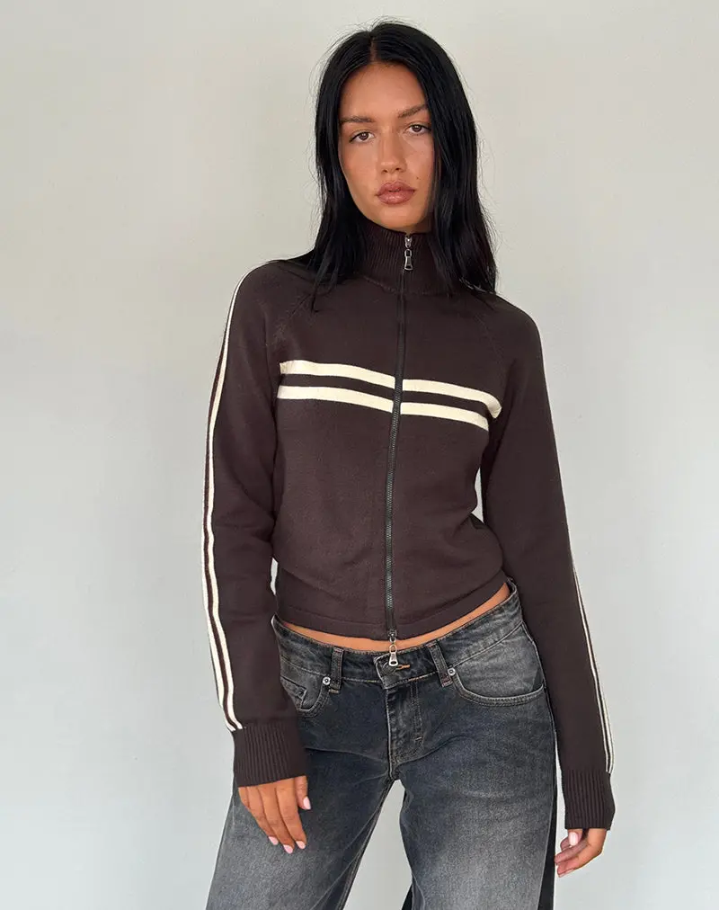 Talisa Sporty Zip Through Jacket In Brown 1