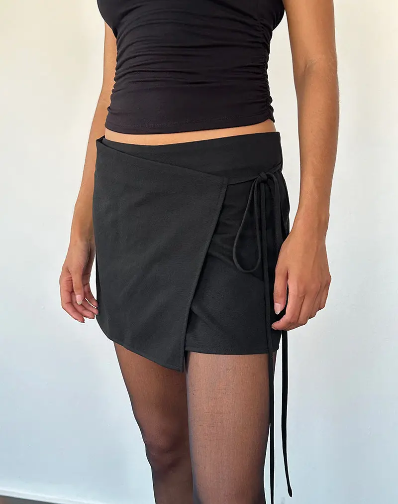 Tanix Wrap Skirt In Tailoring Black 1