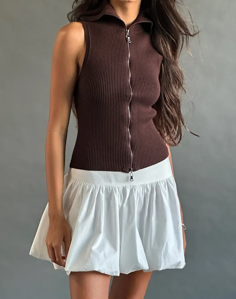Kiyowo Puffball Mini Skirt In Poplin Ivory 1