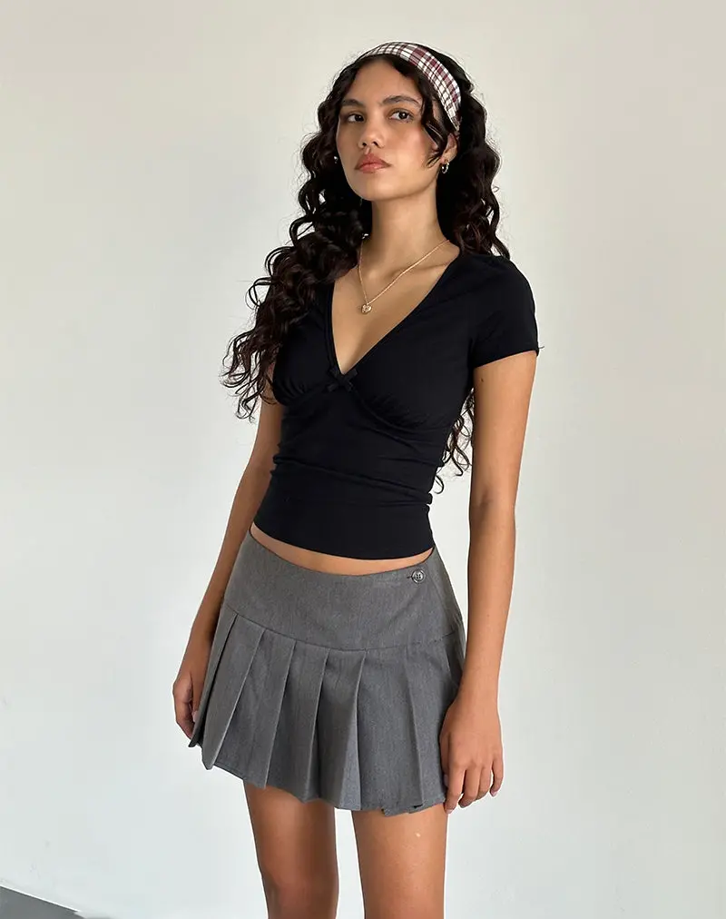 Tasina Top In Black With Black Binding 1