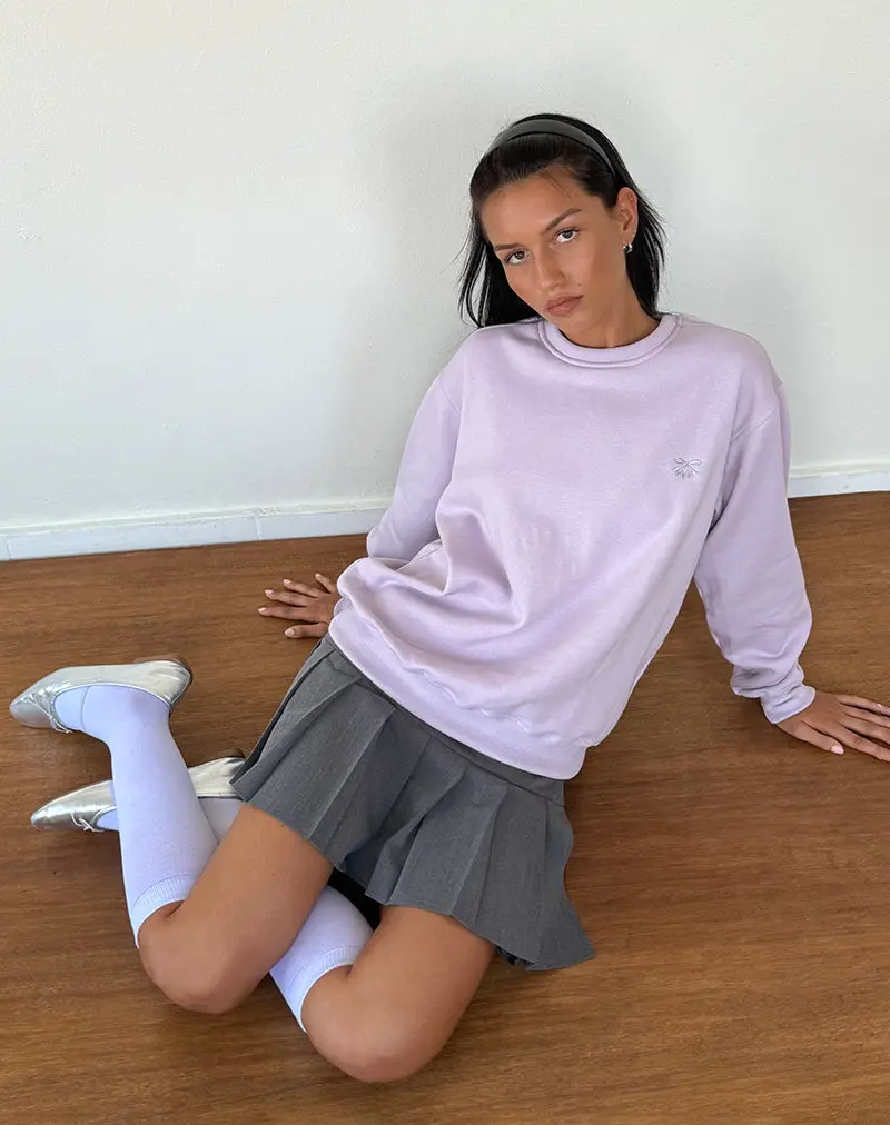 Tillie Jumper In Violet With Grey Bow Embroidery 1