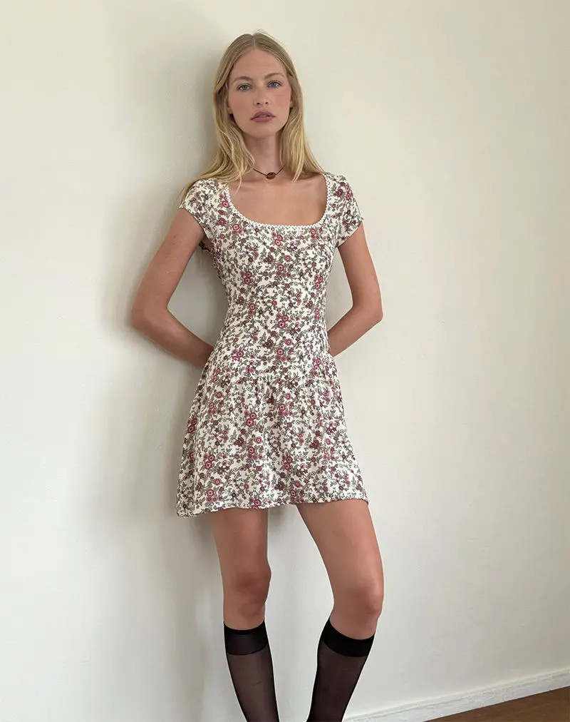 Tipani Mini Dress In Vintage Bloom Ivory 1