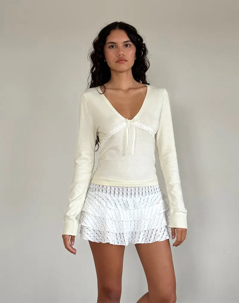Tirzah Brushed Knit Top In Cream 1