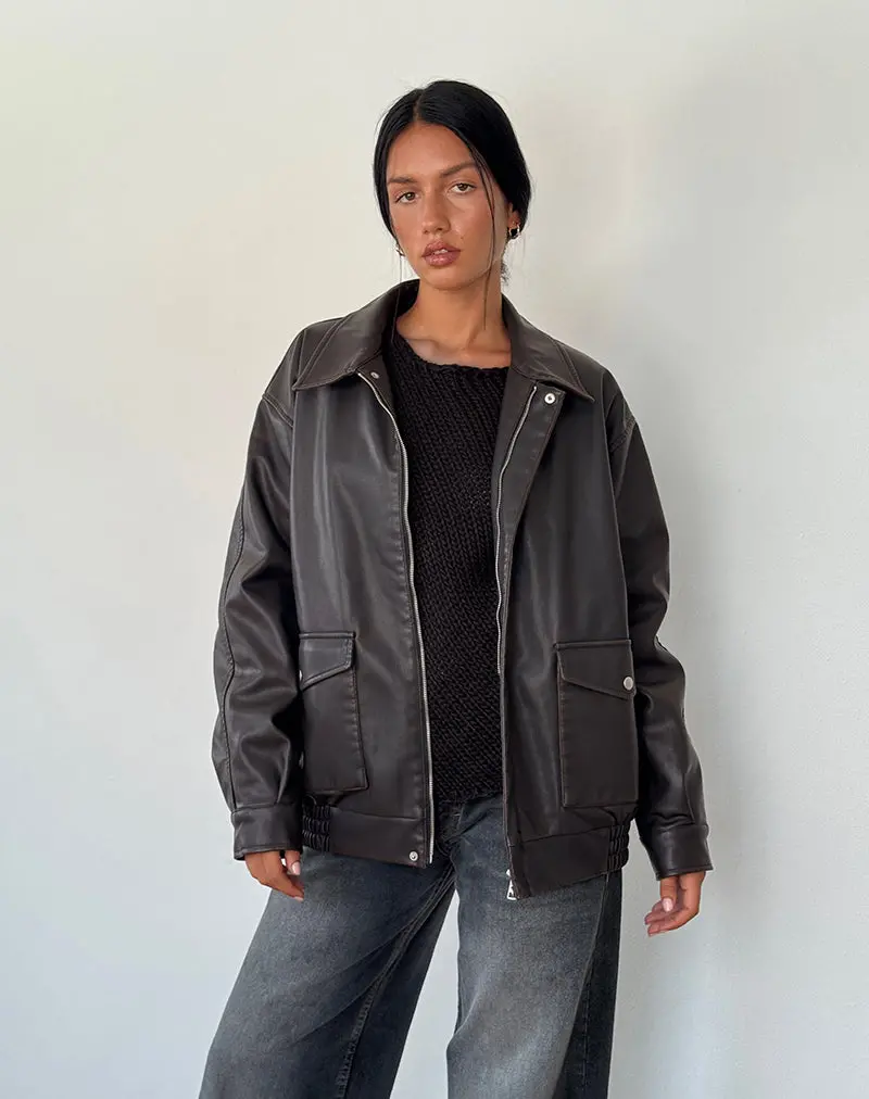 Tobias Jacket In Pu Dark Chocolate 1