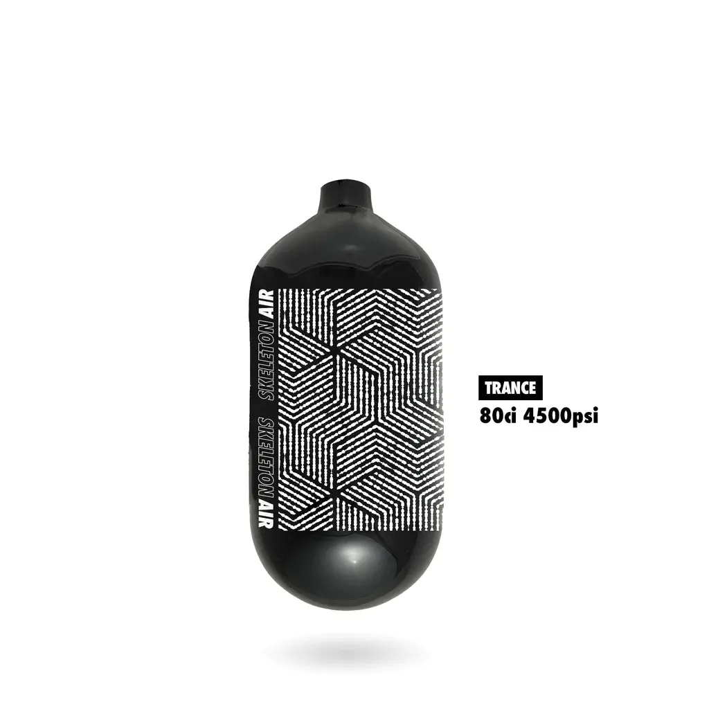 Infamous "Trance" Skeleton Air  Hyperlight Paintball Tank (Bottle Only)  Black/White 80Ci / 4500Psi 1