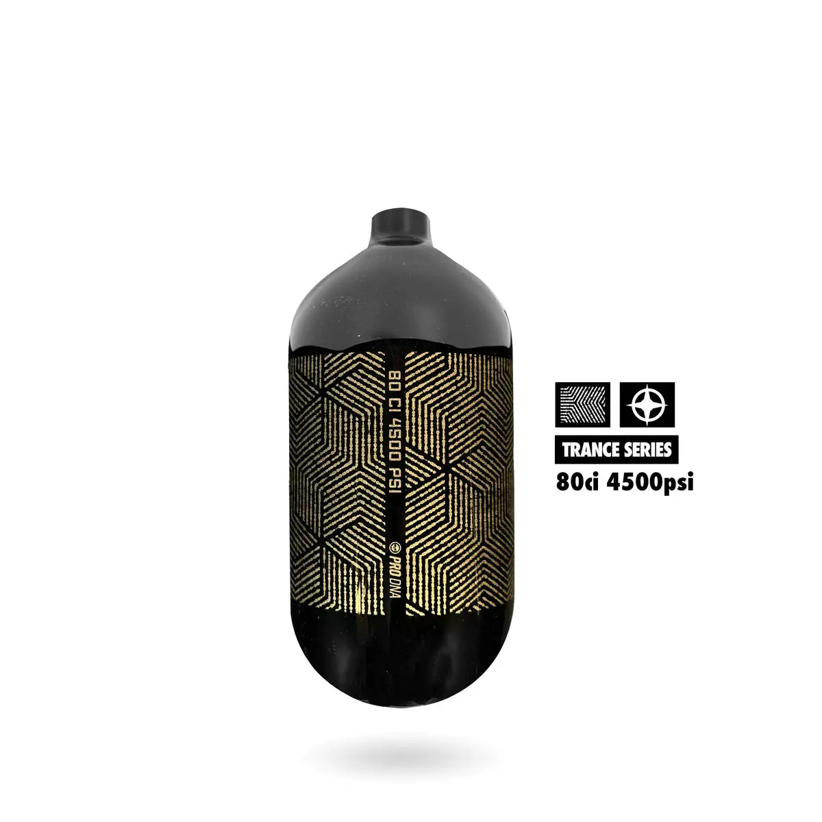 Infamous "Trance" Skeleton Air Hyperlight Paintball Tank (Bottle Only) - Black / Gold - 80Ci / 4500Psi 1