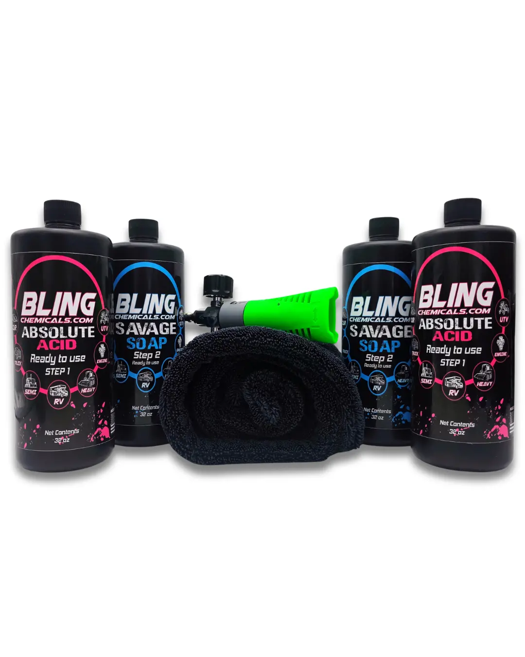 Bling-Mas Bundle - 2X32oz Absolute+2X32oz Savage Soap+Rzr+Towel 1