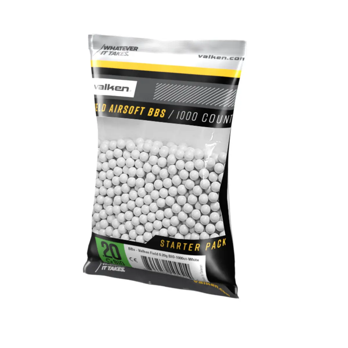 Valken Field 0.20G 1,000Ct Biodegradable Airsoft Bbs 1