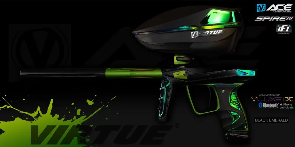 Virtue Ace Luxe X Paintball Marker + Spire Iv - Black Emerald 1