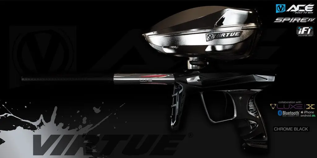 Virtue Ace Luxe X Paintball Marker + Spire Iv - Chrome Black 1