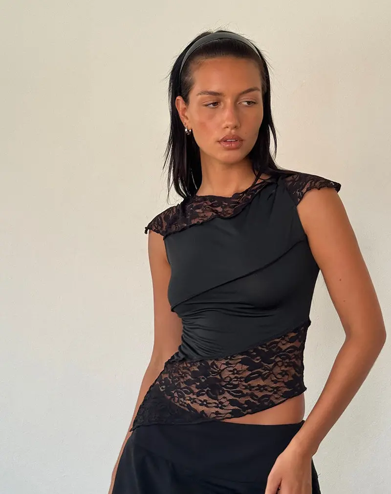 Weasly Lace Top In Slinky Black 1