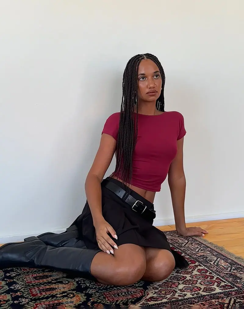 Xiwang Crop Top In Burgundy 1