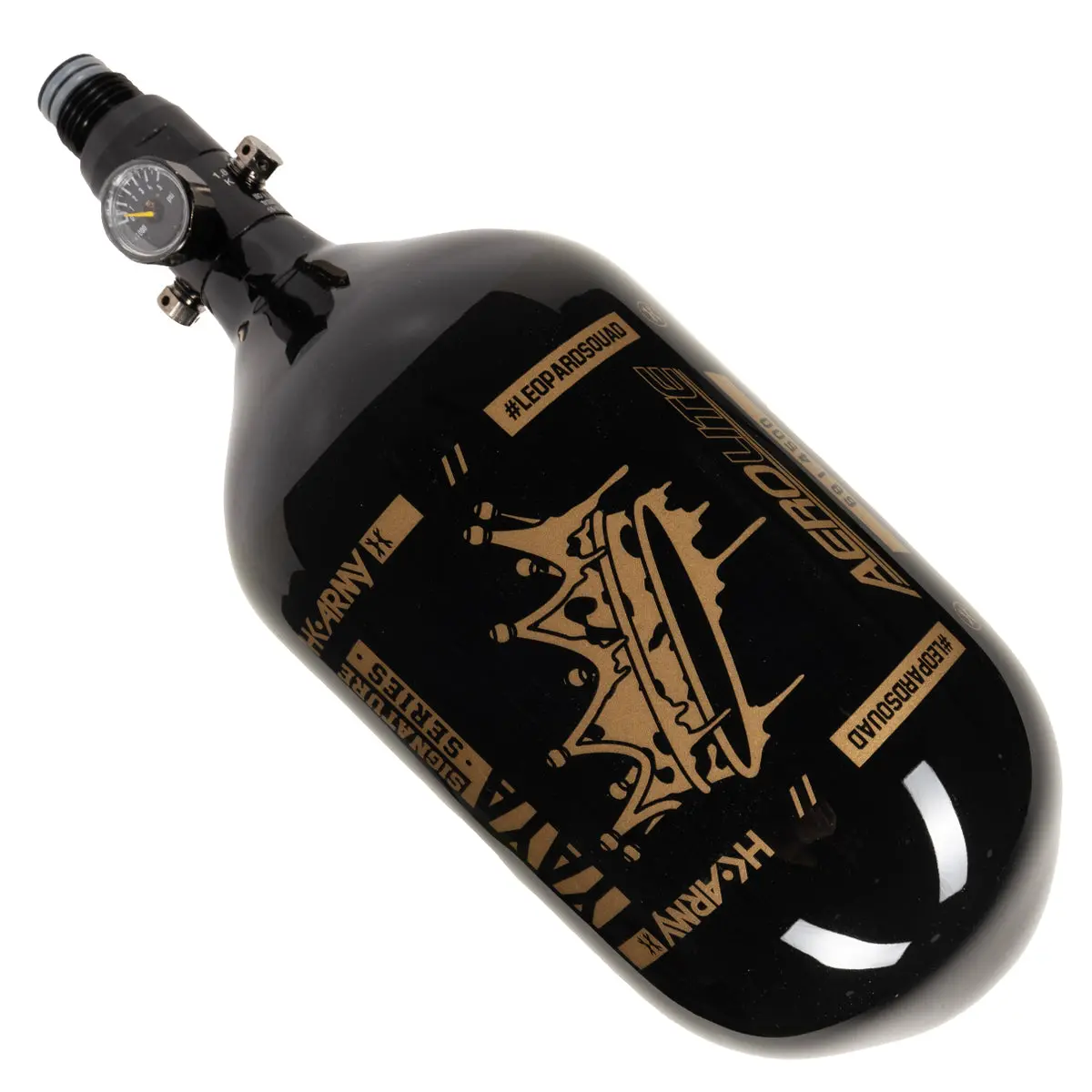 Hk Army "Extra Lite" Carbon Fiber Tank - Standard Reg. - Leopard King - 68/4500 Psi - Black/Gold 1