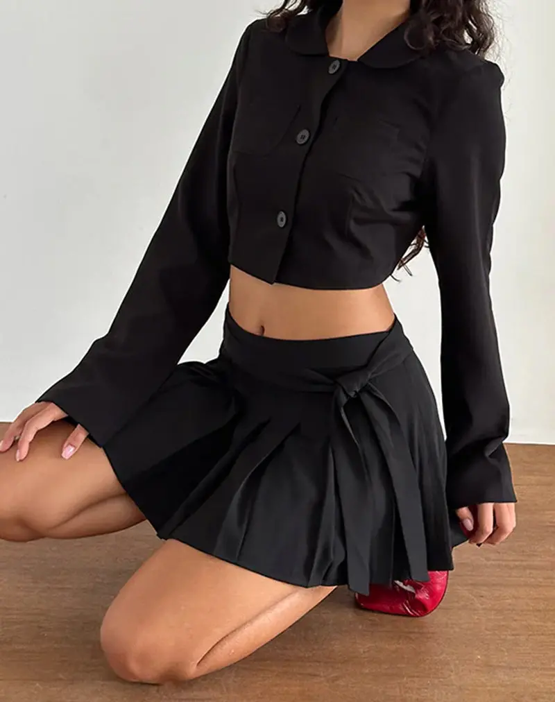 Zekira Pleated Mini Skirt In Black 1