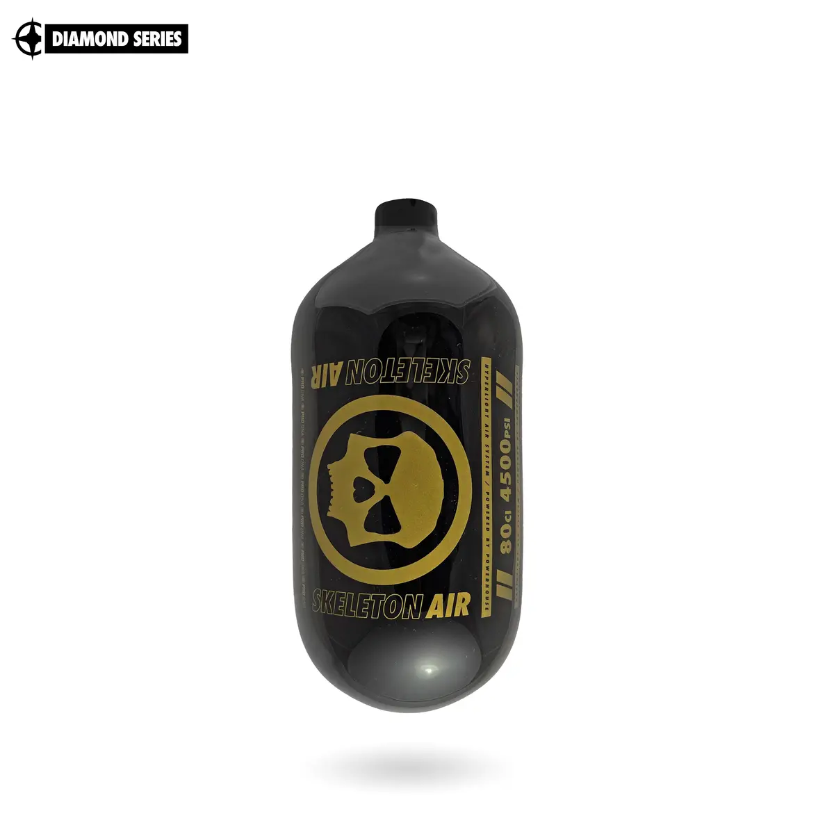 Infamous Skeleton Air "Hyperlight" Paintball Tank Bottle Only - Diamond Series - Black / Gold - 80/4500 Psi 1